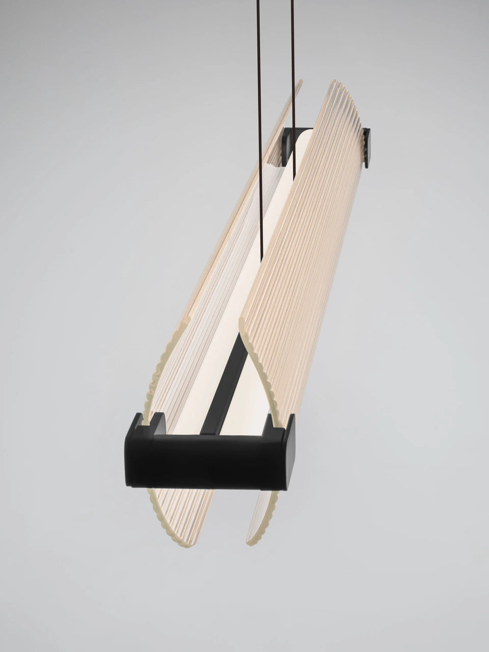 EME Black Metal and Twin Ribbed Glass Modern Linear Pendant - ID 14936