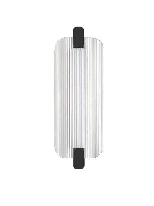 EME Black Metal and Ribbed Glass Modern Wall Light - ID 14937
