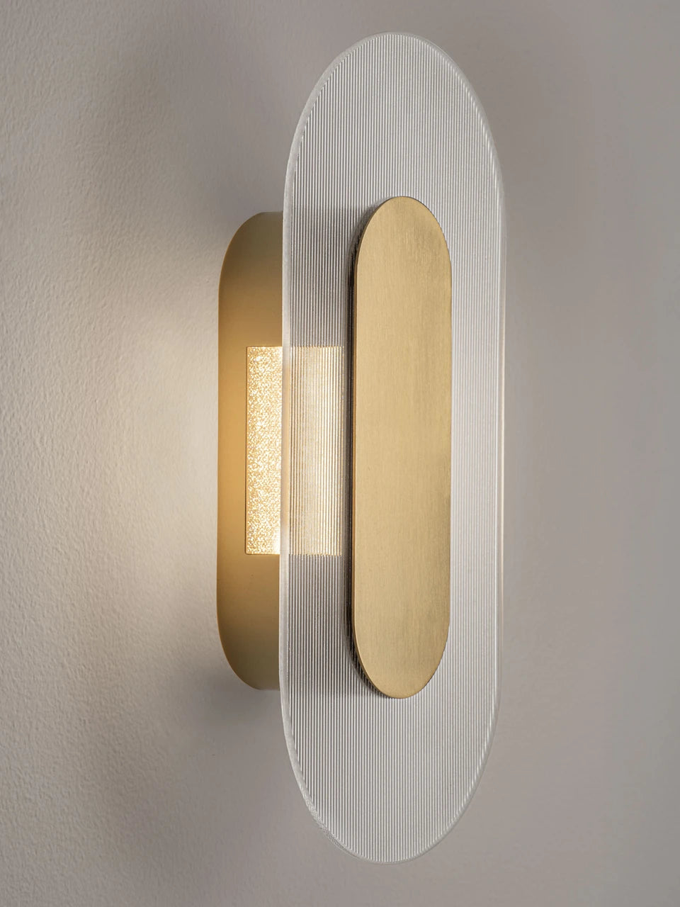 RIO Small Gold & Textured Clear Glass LED Linear Wall Light - ID 15025