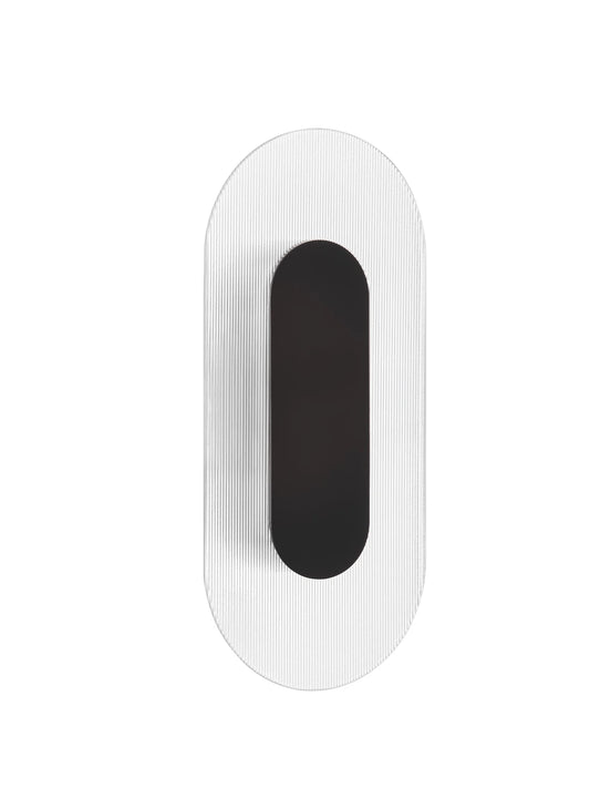 RIO Small Matt Black & Textured Clear Glass LED Linear Wall Light - ID 15026