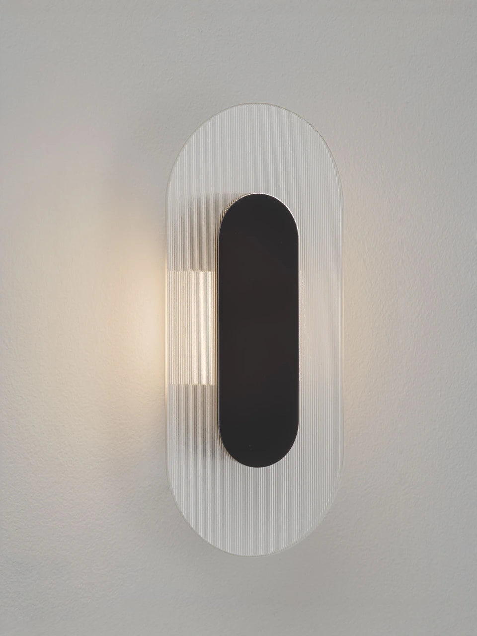 RIO Small Matt Black & Textured Clear Glass LED Linear Wall Light - ID 15026