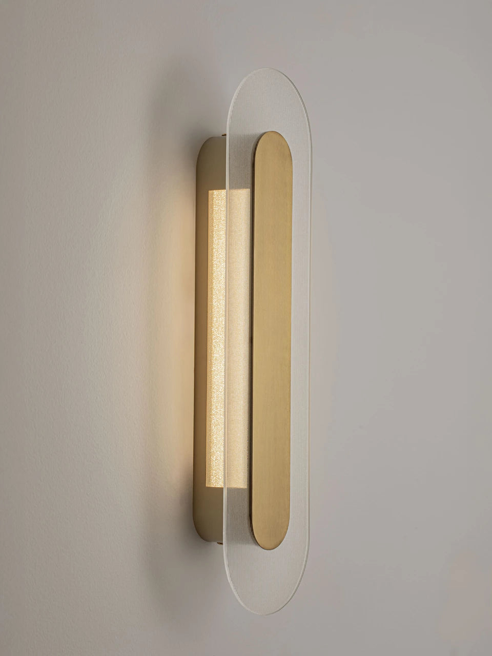RIO Medium Gold & Textured Clear Glass LED Linear Wall Light - ID 15027