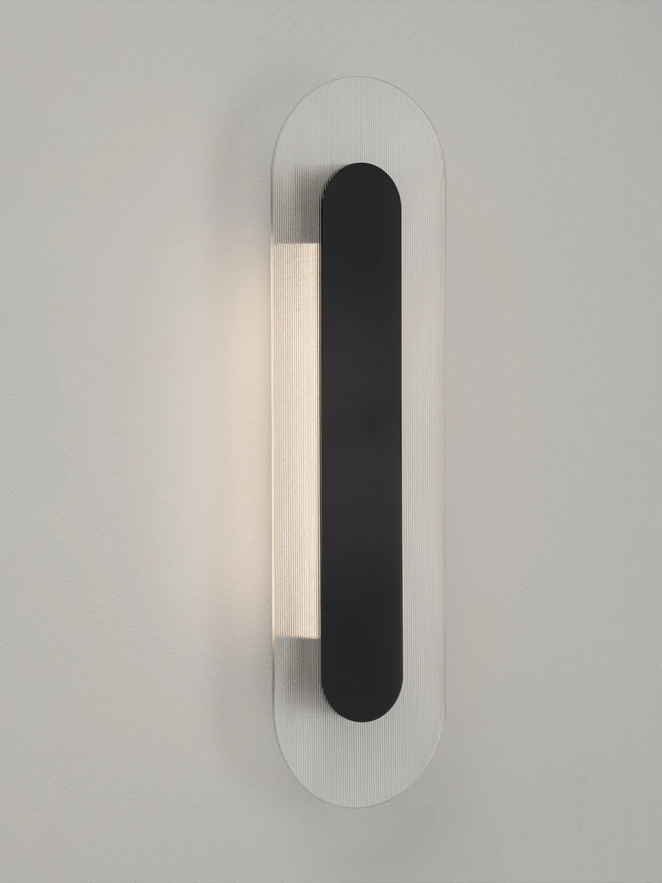 RIO Medium Matt Black & Textured Clear Glass LED Linear Wall Light - ID 15028