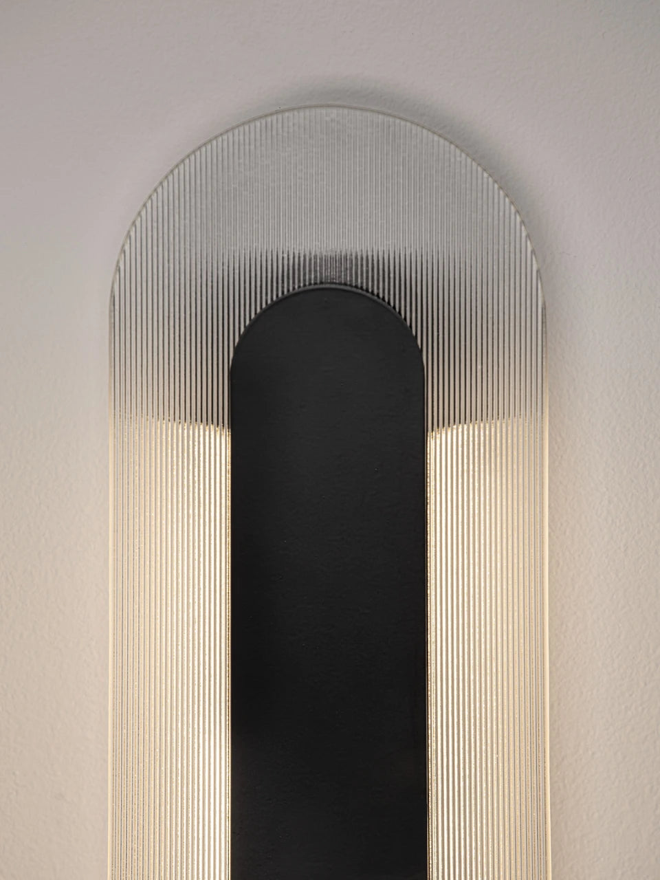 RIO Medium Matt Black & Textured Clear Glass LED Linear Wall Light - ID 15028