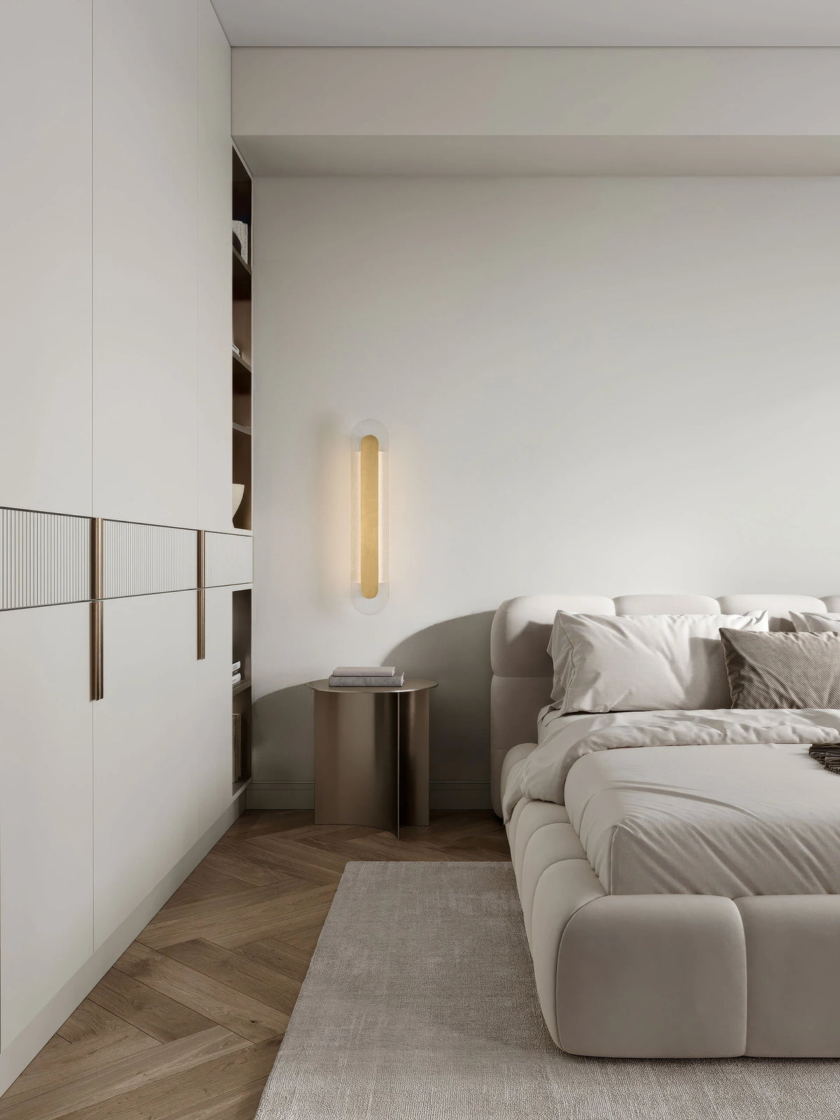 RIO Large Gold & Textured Clear Glass LED Linear Wall Light - ID 15029