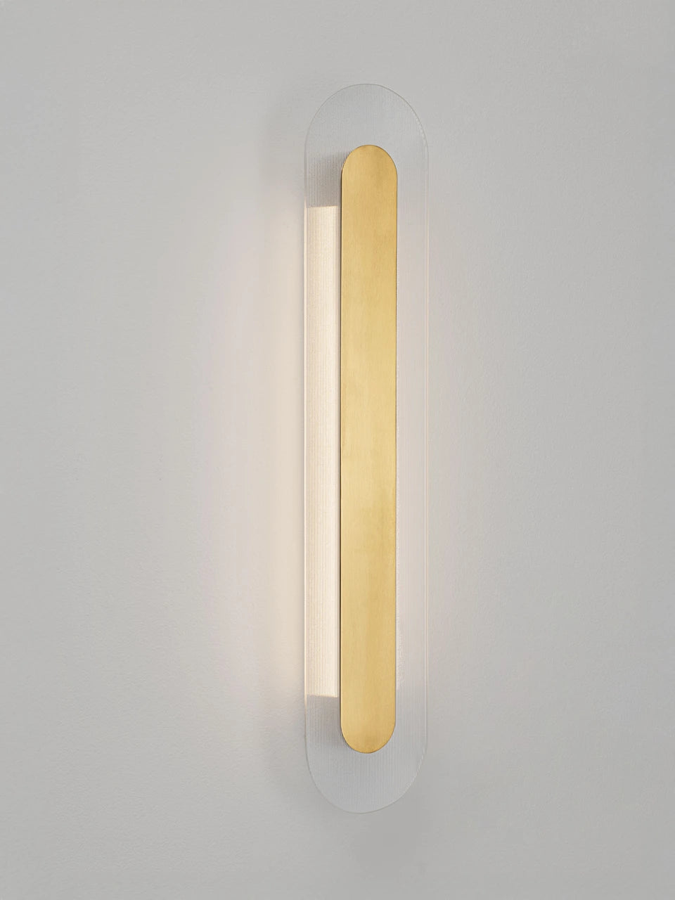 RIO Large Gold & Textured Clear Glass LED Linear Wall Light - ID 15029