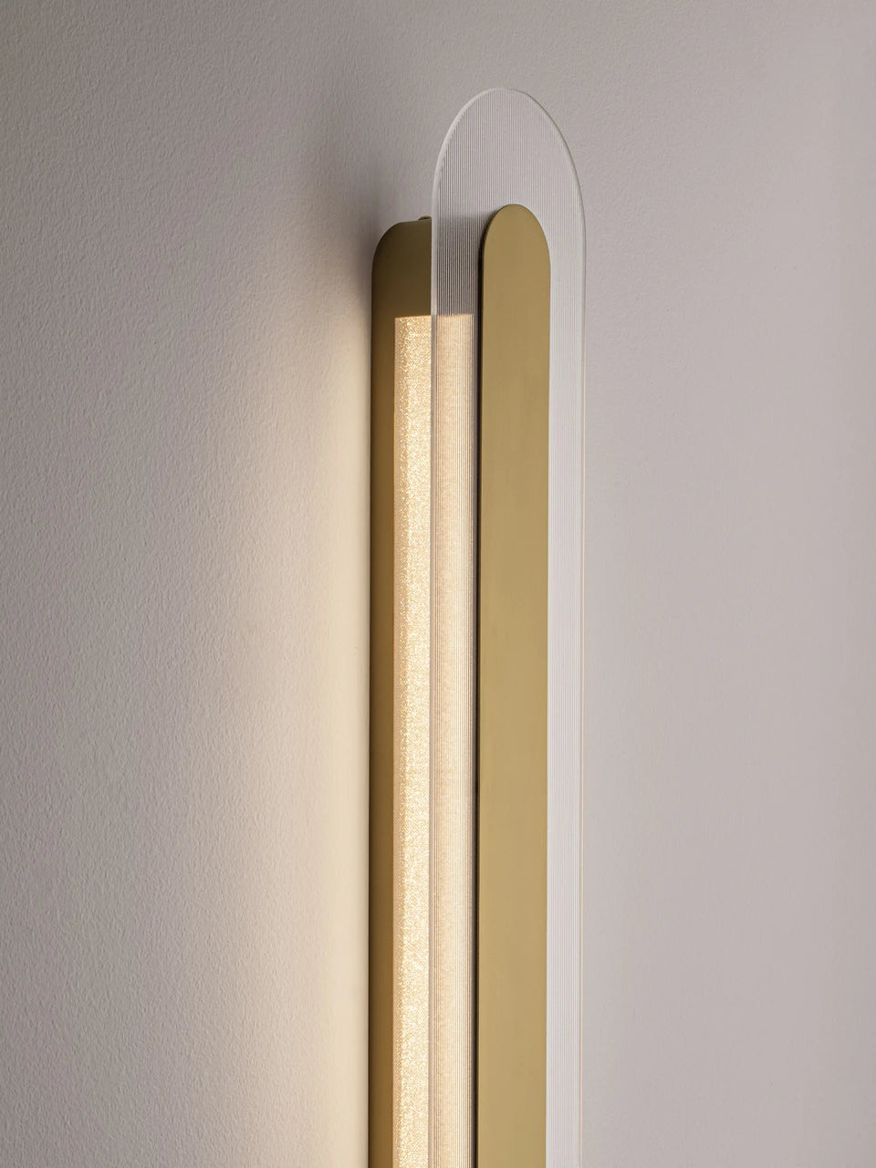 RIO Large Gold & Textured Clear Glass LED Linear Wall Light - ID 15029