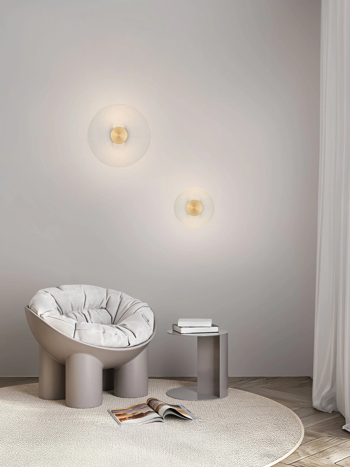 RIO Small Gold & Textured Clear Glass LED Round Wall Light - ID 15031