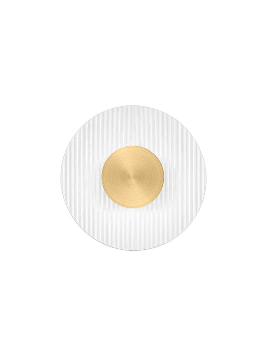RIO Small Gold & Textured Clear Glass LED Round Wall Light - ID 15031