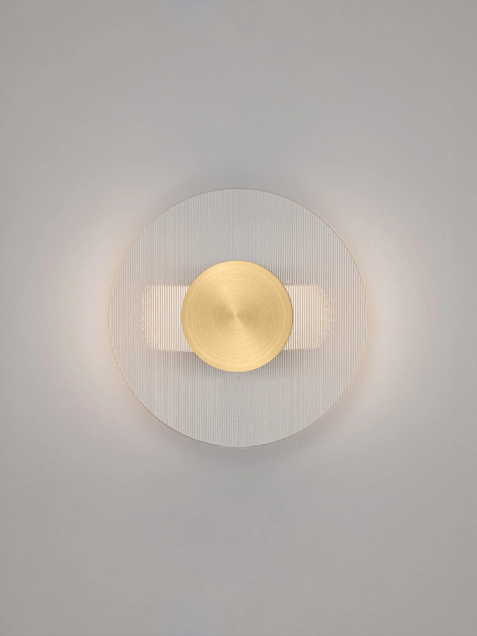 RIO Small Gold & Textured Clear Glass LED Round Wall Light - ID 15031
