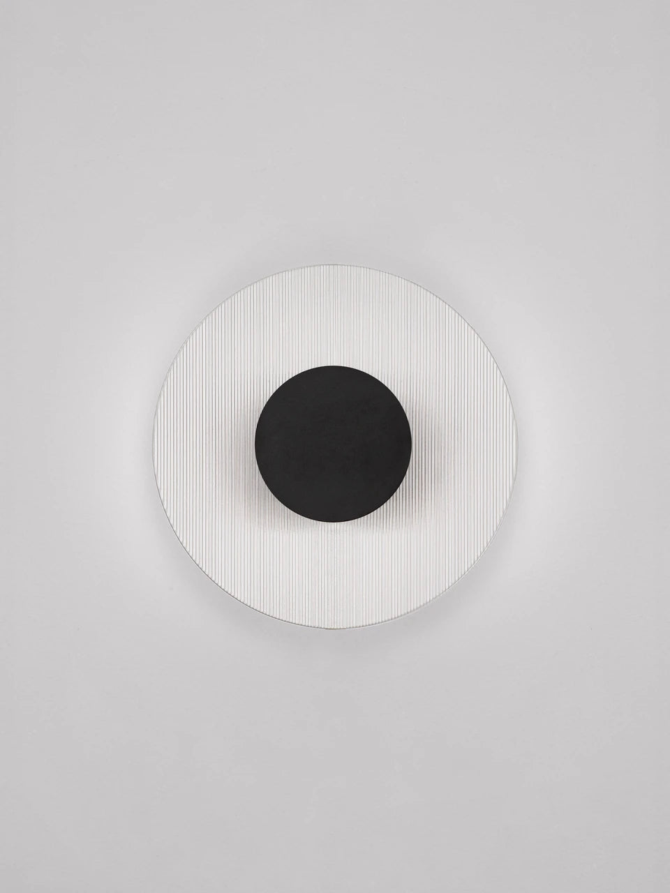 RIO Small Matt Black & Textured Clear Glass LED Round Wall Light - ID 15032
