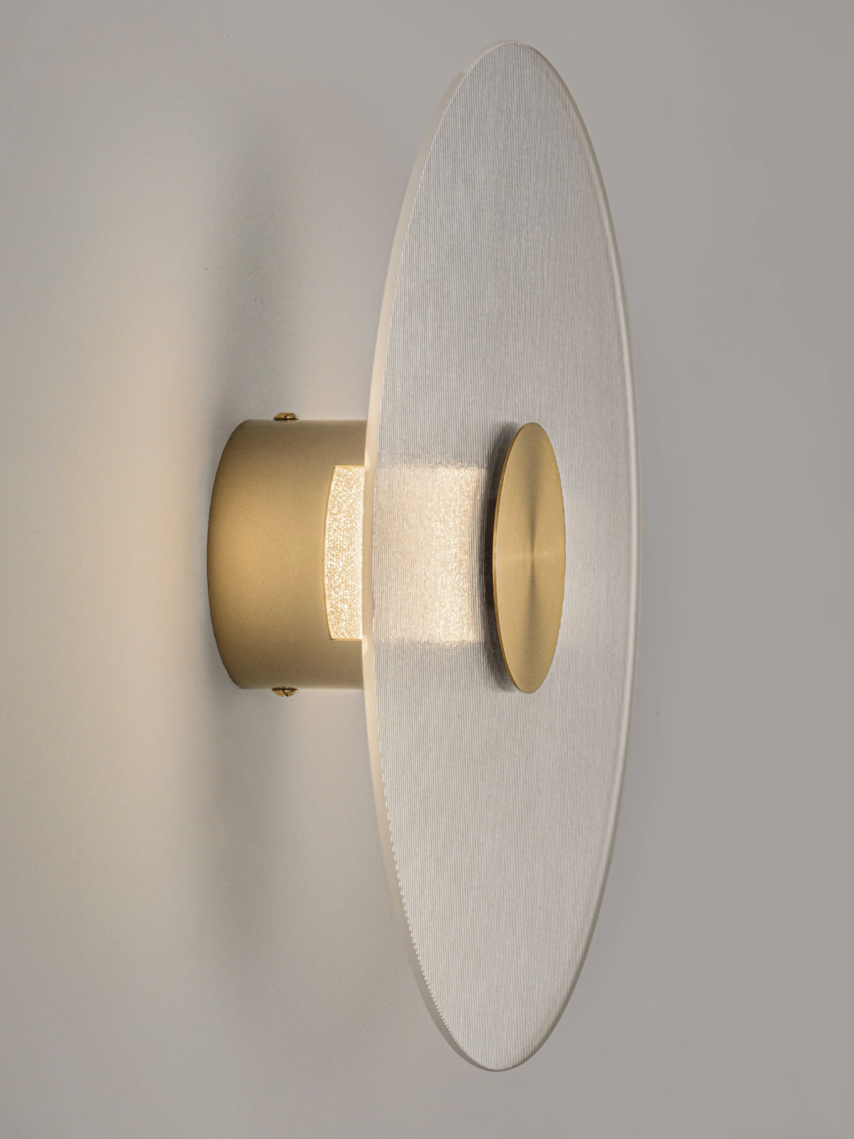 RIO Large Gold & Textured Clear Glass LED Round Wall Light - ID 15033