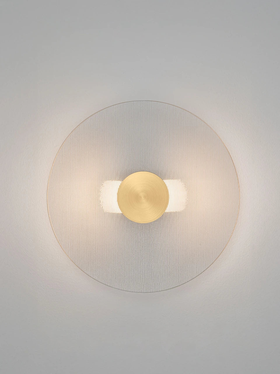 RIO Large Gold & Textured Clear Glass LED Round Wall Light - ID 15033