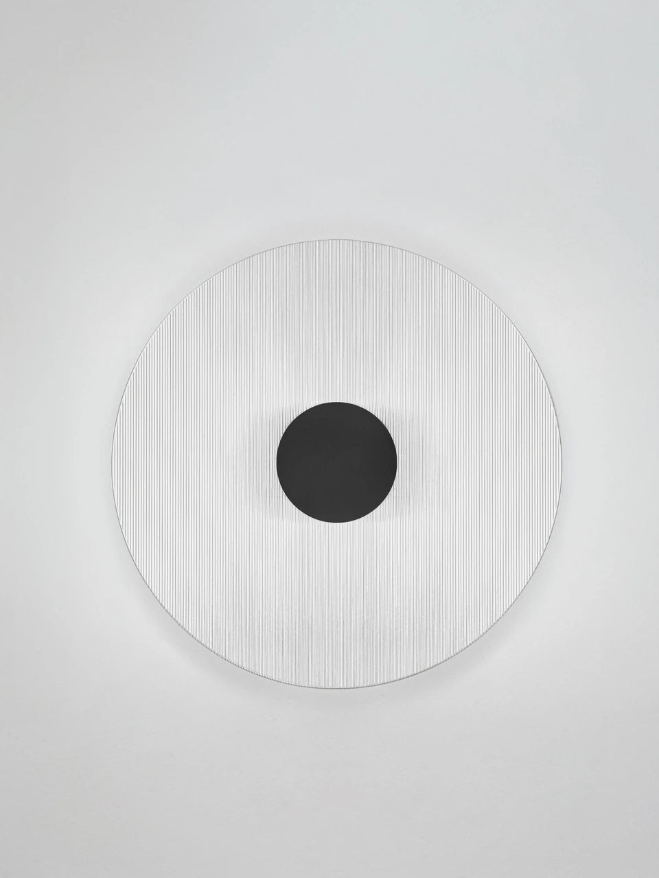 RIO Large Matt Black & Textured Clear Glass LED Round Wall Light - ID 15034