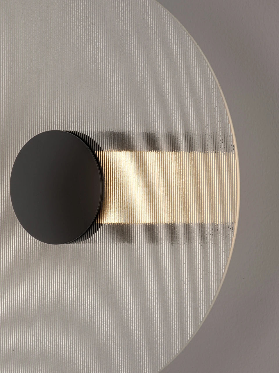 RIO Large Matt Black & Textured Clear Glass LED Round Wall Light - ID 15034