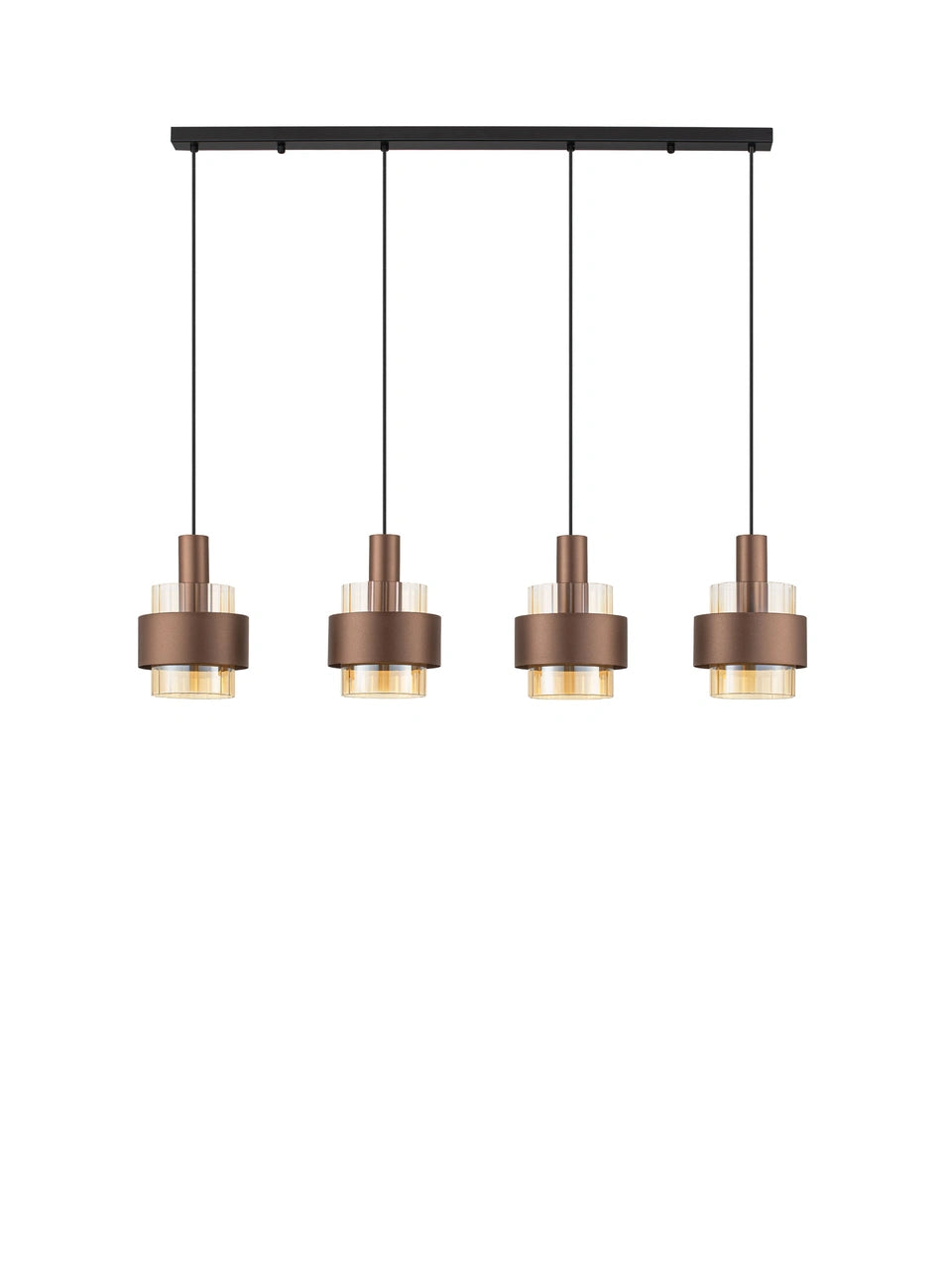 ENA Coffee & Ribbed Amber Glass 4 Light Linear Pendant - ID 14727