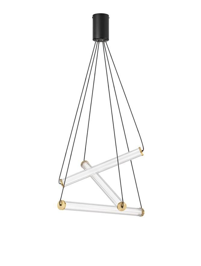 ELI Clear Glass Multi-Pendant with Gold & Black Metalwork - ID 14492