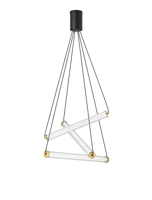 ELI Clear Glass Multi-Pendant with Gold & Black Metalwork - ID 14492