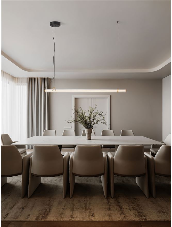 ELI Clear Glass Linear Pendant with Gold & Black Metalwork - ID 14491