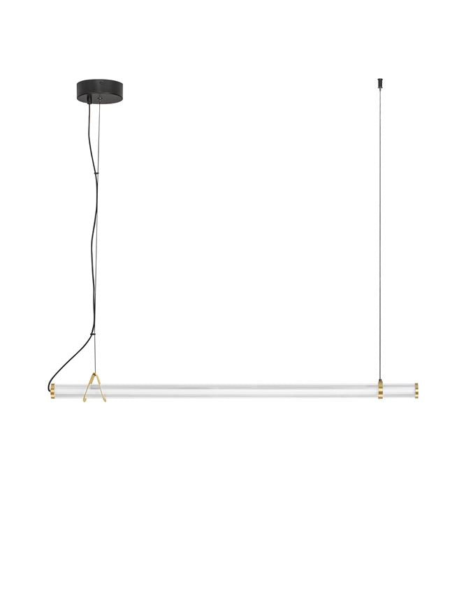 ELI Clear Glass Linear Pendant with Gold & Black Metalwork - ID 14491