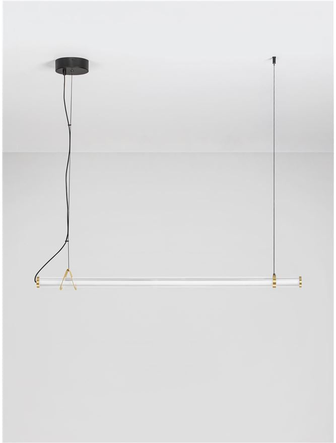 ELI Clear Glass Linear Pendant with Gold & Black Metalwork - ID 14491
