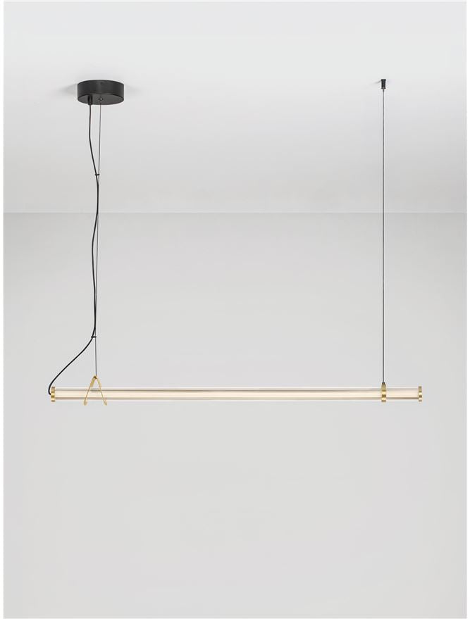 ELI Clear Glass Linear Pendant with Gold & Black Metalwork - ID 14491