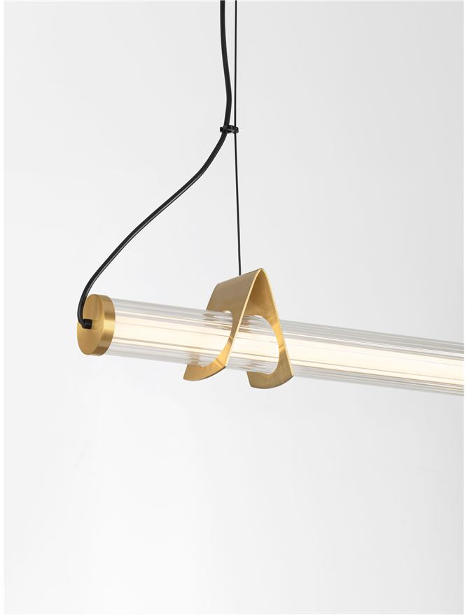 ELI Clear Glass Linear Pendant with Gold & Black Metalwork - ID 14491