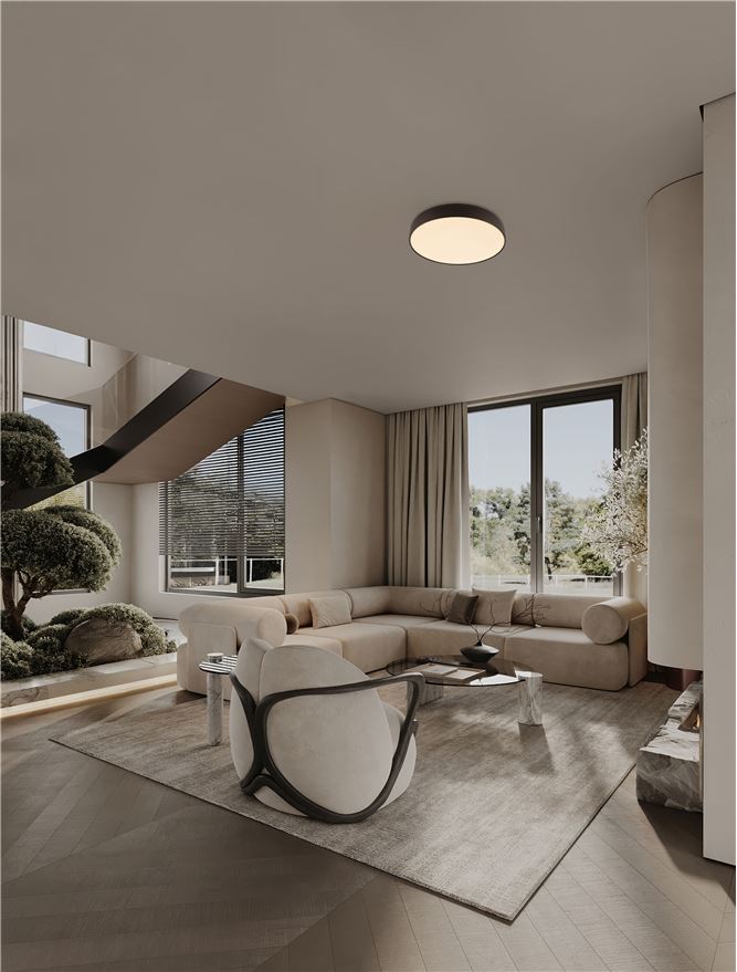 NOE Sandy Black 50cm Deep Bowl LED Flush Ceiling Light - ID 14574