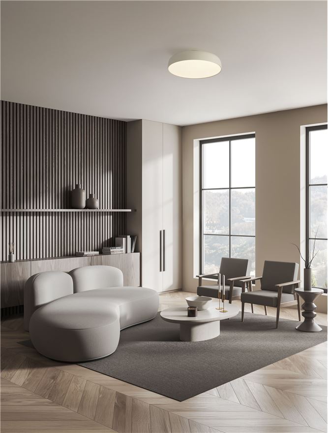 NOE Cream 50cm Deep Bowl LED Flush Ceiling Light - ID 14575