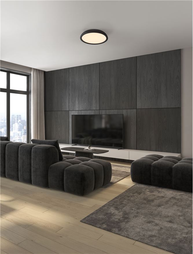 FEL Sandy Black 45cm LED Flush Ceiling Light - ID 14565