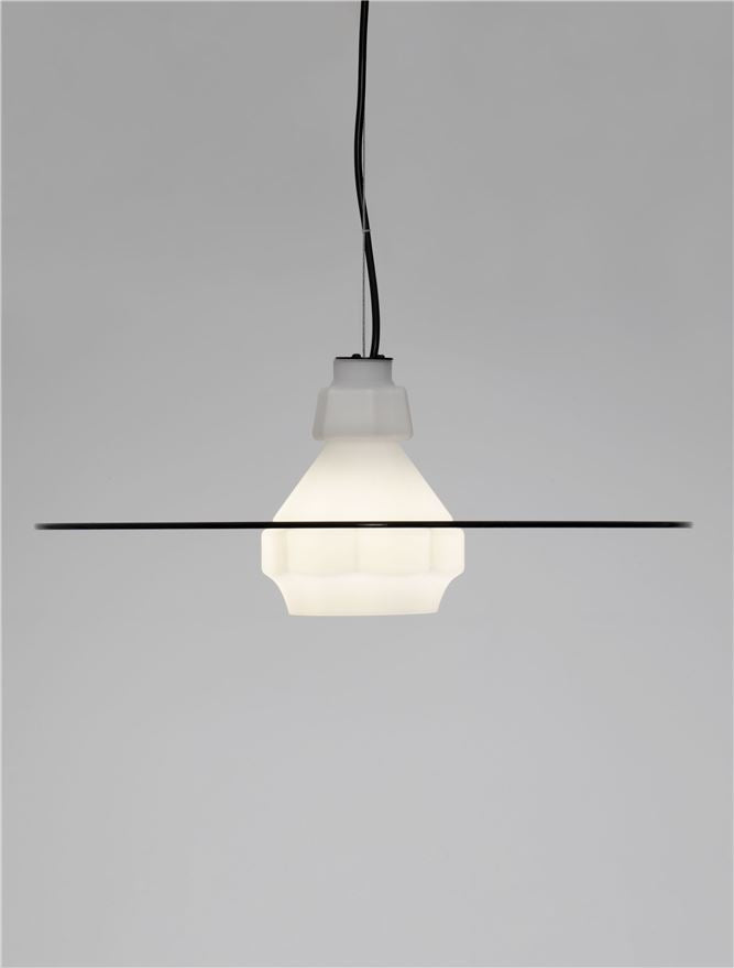 LOR Milky Glass with Matt Black Steel Medium Pendant - ID 14118