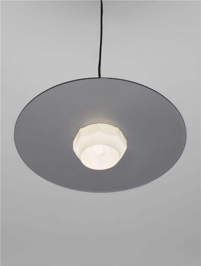 LOR Milky Glass with Matt Black Steel Medium Pendant - ID 14118