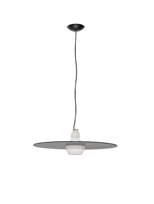 LOR Milky Glass with Matt Black Steel Large Pendant - ID 14119