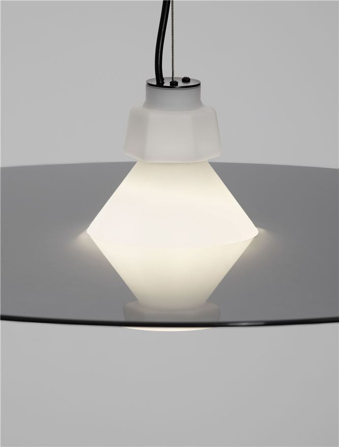 LOR Milky Glass with Matt Black Steel Large Pendant - ID 14119