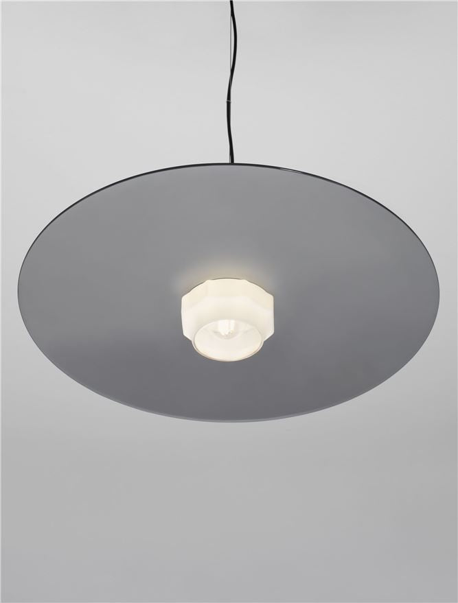 LOR Milky Glass with Matt Black Steel Large Pendant - ID 14119