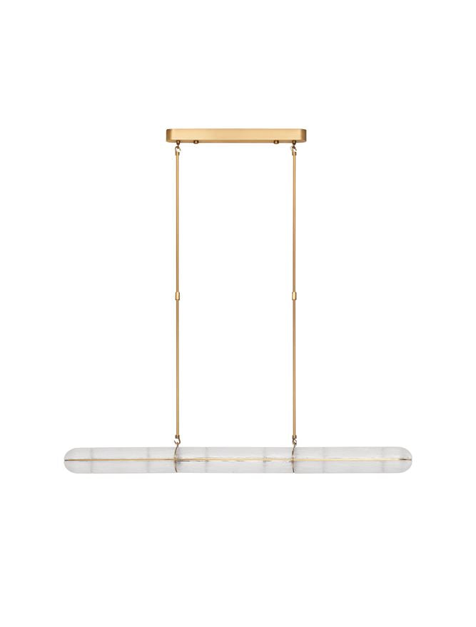 GLO Antique Brass Metal & Structured Glass Linear Pendant - ID 14258