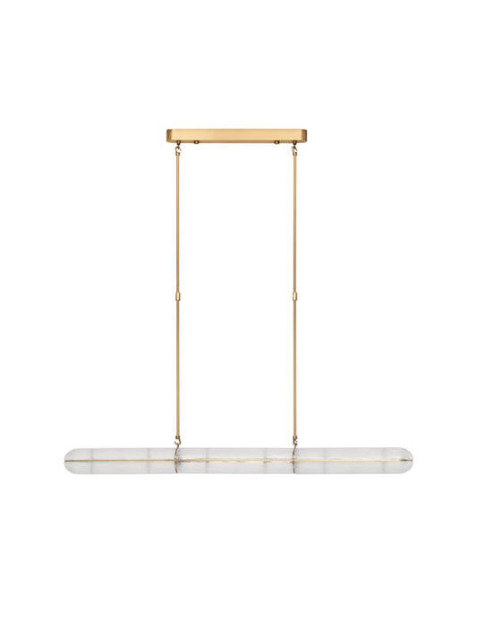 GLO Antique Brass Metal & Structured Glass Linear Pendant - ID 14258