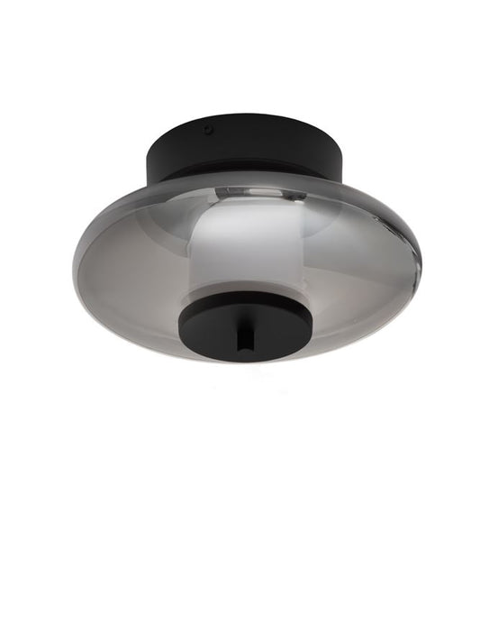 BAL Sandy Black Metal & Smoky Grey Glass Semi-Flush Ceiling Light - ID 14597