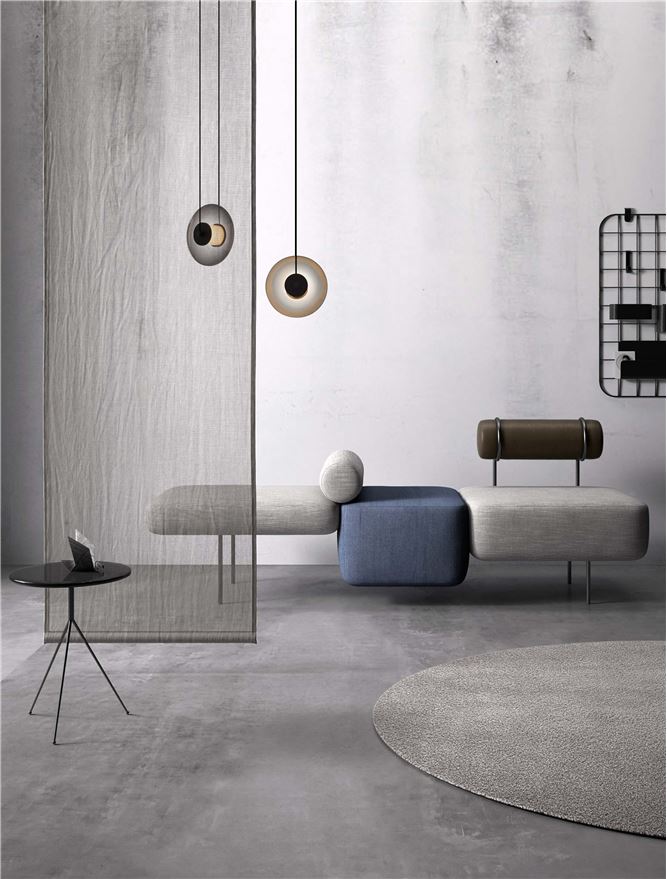 BAL Sandy Black Metal & Smoky Grey Glass Pendant - ID 14117