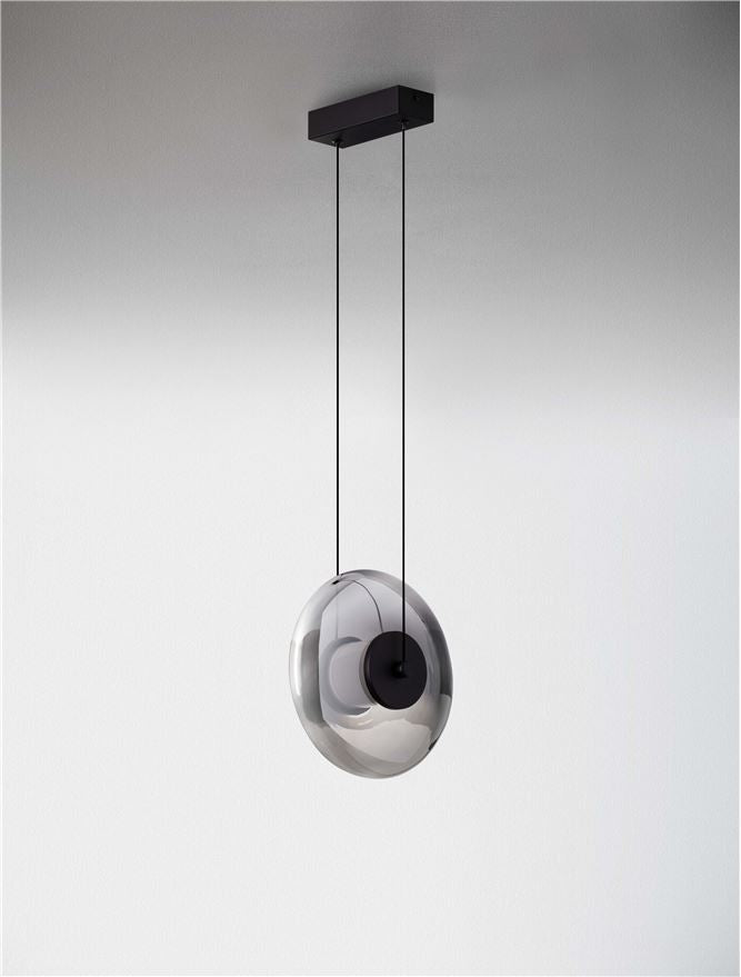 BAL Sandy Black Metal & Smoky Grey Glass Pendant - ID 14117