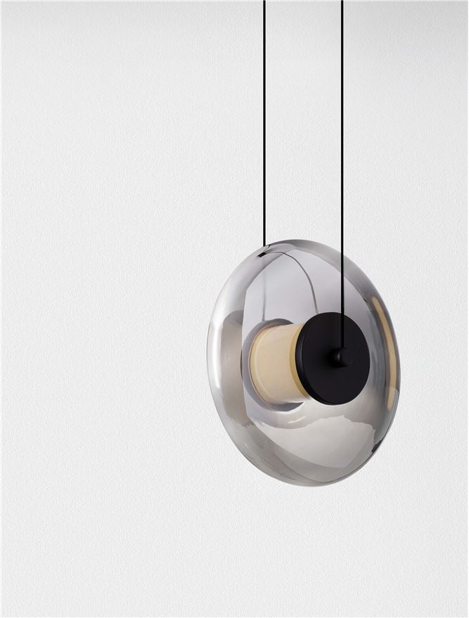 BAL Sandy Black Metal & Smoky Grey Glass Pendant - ID 14117