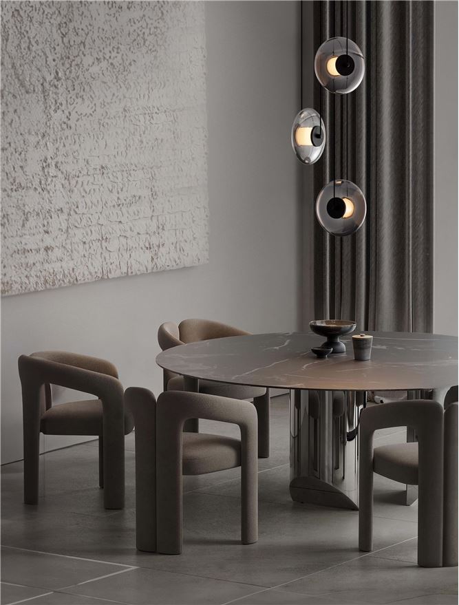 BAL Sandy Black Metal & Smoky Grey Glass 3 Light Multi-Pendant - ID 14593