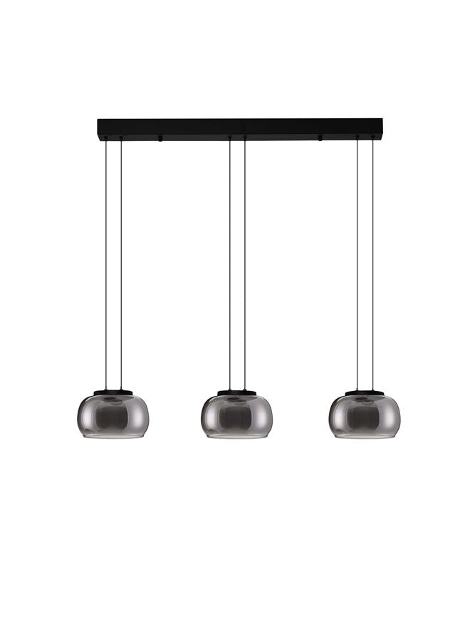 BIO Smokey Grey Glass 3 Light Linear LED Pendant - ID 14619