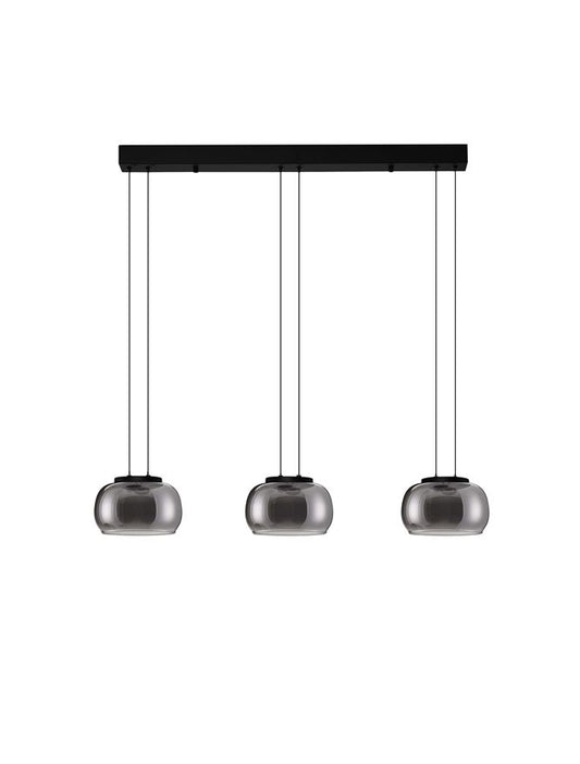 BIO Smokey Grey Glass 3 Light Linear LED Pendant - ID 14619