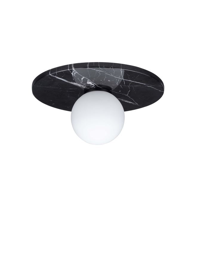 IDO Black Marble & Opal Glass Semi-Flush Ceiling Light - ID 14114
