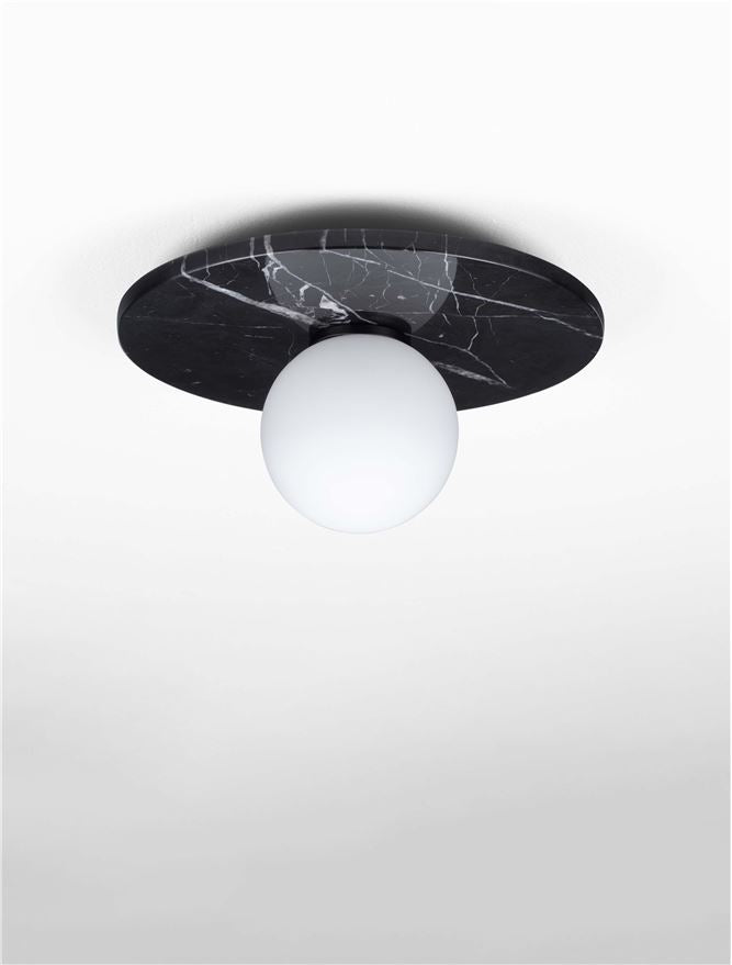 IDO Black Marble & Opal Glass Semi-Flush Ceiling Light - ID 14114