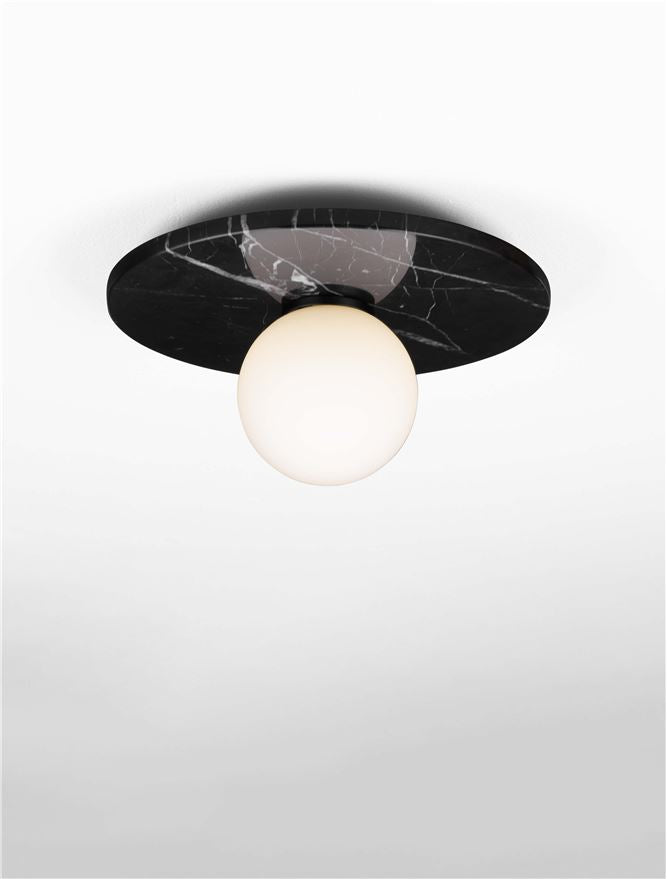 IDO Black Marble & Opal Glass Semi-Flush Ceiling Light - ID 14114