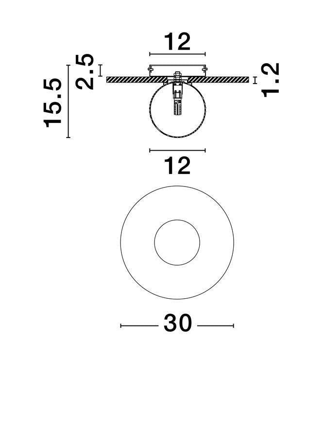 IDO Black Marble & Opal Glass Semi-Flush Ceiling Light - ID 14114