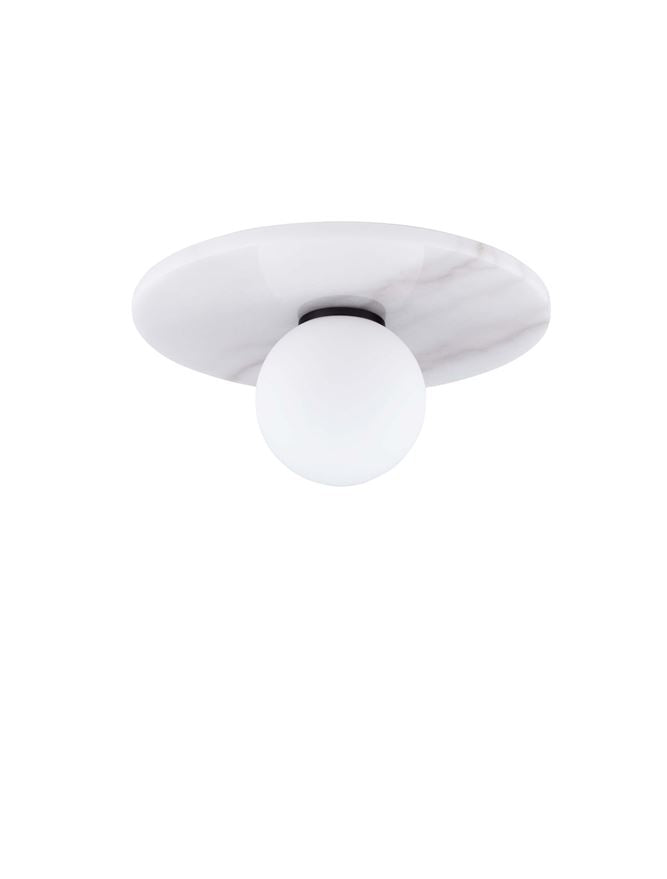 IDO White Marble & Opal Glass Semi-Flush Ceiling Light - ID 14115