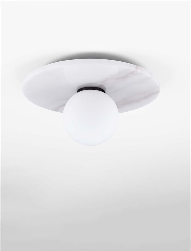 IDO White Marble & Opal Glass Semi-Flush Ceiling Light - ID 14115